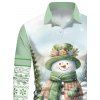 Chemise de Noël Boutonnée Flocon de Neige Mignon Imprimé à Manches Longues - Vert clair 5XL