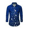 Chemise Boutonnée Etoile Lumière et Lumière Imprimés à Manches Longues - Bleu 5XL