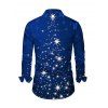 Chemise Boutonnée Etoile Lumière et Lumière Imprimés à Manches Longues - Bleu 5XL