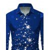 Chemise Boutonnée Etoile Lumière et Lumière Imprimés à Manches Longues - Bleu 5XL