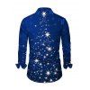 Christmas Snowflake Star Sparkle Light Print Flare Sleeve High Low Hooded Dress And Button Up Long Sleeve Shirt Outfit - Bleu S | US 4