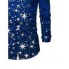 Christmas Snowflake Star Sparkle Light Print Flare Sleeve High Low Hooded Dress And Button Up Long Sleeve Shirt Outfit - Bleu S | US 4