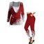 Christmas Snowflake Print Cinched Faux Twinset T-shirt and Elastic Waist Leggings Outfit - Rouge S | US 4