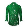 Christmas Snowflake Star Sparkle Light Print Flare Sleeve High Low Hooded Dress And Button Up Long Sleeve Shirt Outfit - Vert S | US 4