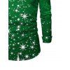 Christmas Snowflake Star Sparkle Light Print Flare Sleeve High Low Hooded Dress And Button Up Long Sleeve Shirt Outfit - Vert S | US 4