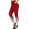 Christmas Snowflake Print Cinched Faux Twinset T-shirt and Elastic Waist Leggings Outfit - Rouge S | US 4