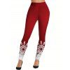 Christmas Snowflake Print Cinched Faux Twinset T-shirt and Elastic Waist Leggings Outfit - Rouge S | US 4