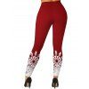 Christmas Snowflake Print Cinched Faux Twinset T-shirt and Elastic Waist Leggings Outfit - Rouge S | US 4