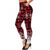 Christmas Snowflake Print Cinched Faux Twinset T-shirt and Elastic Waist Leggings Outfit - Rouge foncé S | US 4