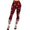 Christmas Snowflake Print Cinched Faux Twinset T-shirt and Elastic Waist Leggings Outfit - Rouge foncé S | US 4