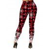 Christmas Snowflake Print Cinched Faux Twinset T-shirt and Elastic Waist Leggings Outfit - Rouge foncé S | US 4