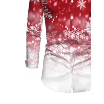 Men's Christmas Ombre Snowflake Prin Shirt Long Sleeve Turn Down Collar Casual Button-up Shirt