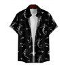 Chemise Décontractée Dinosaure Squelette Imprimés Boutonnée à Manches Courtes - Noir 5XL