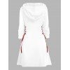 Mini Robe à Capuche de Noël Motif de Lettre à Manches Longues à Lacets - Rouge foncé XXL | US 14