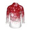Chemise Décontractée Flocon de Neige Ombré Manches Longues à Col Relevé - Rouge 3XL