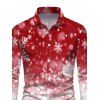 Chemise Décontractée Flocon de Neige Ombré Manches Longues à Col Relevé - Rouge 3XL