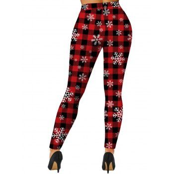 Christmas Snowflake Checkerboard Print Leggings