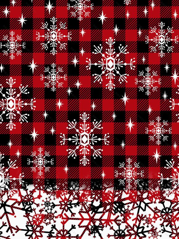 T-shirt Décontracté Flocon de Neige à Carreaux Imprimé à Manches Longues - Rouge foncé M | US 6