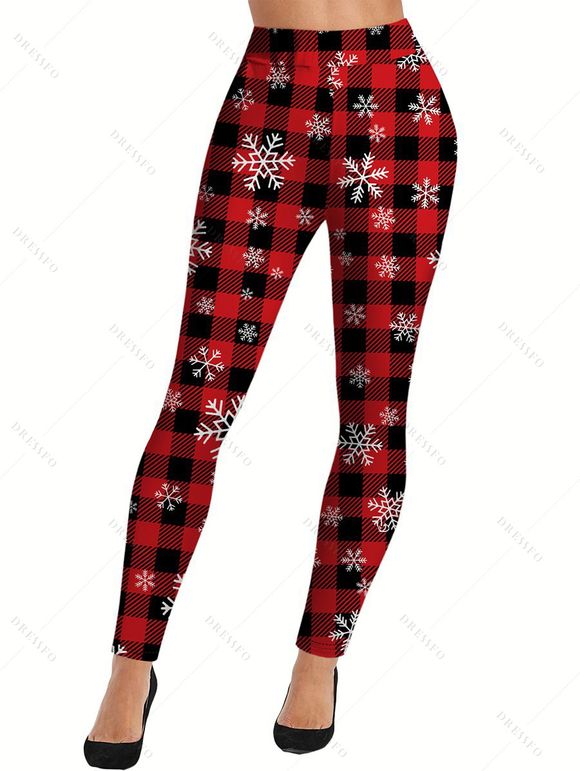Legging à Imprimé Flocon de Neige de Noël - Rouge XL | US 12