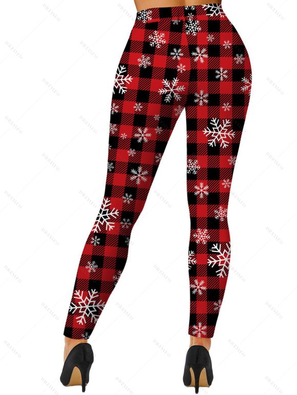 Legging à Imprimé Flocon de Neige de Noël - Rouge XL | US 12