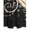 Mini Robe Ligne A Flocon de Neige Imprimée en Fausse Fourrure à Paillettes - Noir XXXXXL | US 20