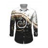 Christmas Glitter Snowflake Print Faux Fur Panel A Line Mini Dress And Long Sleeve Shirt Matching Outfit - Noir S | US 4