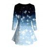 Christmas Snowflake Ombre Print V Neck Long Sleeve T-shirt And Skinny Leggings Outfit - Bleu S | US 4