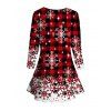 Christmas Snowflake Plaid Print V Neck Long Sleeve T-shirt And Skinny Leggings Matching Outfit - Rouge foncé S | US 4