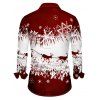 Christmas Snowflake Elk Sleigh Ride Print Crisscross Bowknot Belted Dress And Long Sleeve Shirt Matching Outfit - Rouge foncé S | US 4