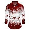 Christmas Snowflake Elk Sleigh Ride Print Crisscross Bowknot Belted Dress And Long Sleeve Shirt Matching Outfit - Rouge foncé S | US 4