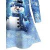 T-shirt Décontracté de Noël Flocon de Neige et Bonhomme de Neige Imprimés à Taille Haute à Manches Longues - Bleu profond XXXXXL | US 20