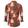 Chemise Boutonnée Imprimé Flocon de Neige et Sapin de Noël à Manches Longues - Rouge 5XL