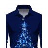 Chemise avec Boutons à Manches Longues et à Col Rabattu avec Imprimé Sapin de Noël - Bleu profond 4XL