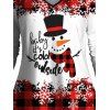 Christmas Checkerboard Hat Snowflake Antlers Print Contrast Color T-shirt and Leggings Outfit - Blanc S | US 4