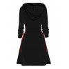 Robe Courte Décontractée Imprimé Renne de Noël à Lacets - Noir XXL | US 14