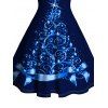 Glitter Christmas Tree Print Faux Fur Panel A Line Mini Dress And Long Sleeve Shirt Matching Outfit - Bleu profond S | US 4