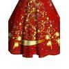 Glitter Christmas Tree Print Faux Fur Panel A Line Mini Dress And Long Sleeve Shirt Matching Outfit - Rouge S | US 4