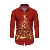 Glitter Christmas Tree Print Faux Fur Panel A Line Mini Dress And Long Sleeve Shirt Matching Outfit - Rouge S | US 4