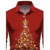 Glitter Christmas Tree Print Faux Fur Panel A Line Mini Dress And Long Sleeve Shirt Matching Outfit - Rouge S | US 4