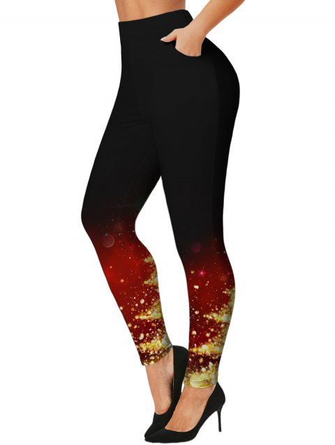 Legging Moulant Ombré Ecaille de Poisson Verte Imprimée à Taille Haute