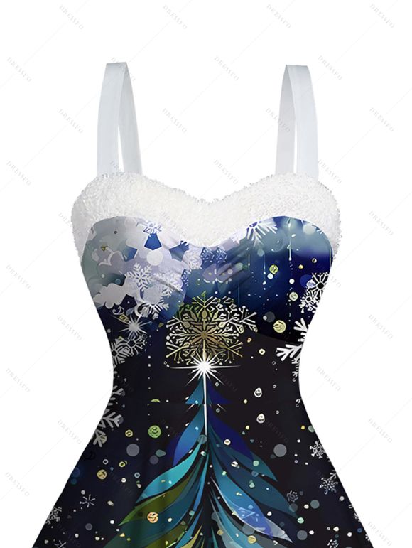 Mini Robe Imprimé Élément de Noël à Encolure en Coeur - Bleu profond S | US 4