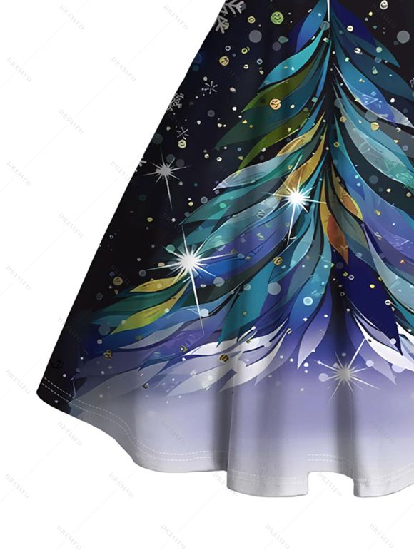 Mini Robe Imprimé Élément de Noël à Encolure en Coeur - Bleu profond S | US 4