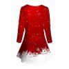 Christmas Snowflake Snowman Print Contrast Color Long Sleeve T-shirt And High Waist Skinny Leggings Outfit - Rouge S | US 4