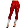 Legging Décontracté Long Moulant Flocon de Neige Imprimé à Taille Haute - Rouge foncé M | US 6