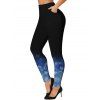 Legging Moulant Ombré Imprimé Bonhomme de Neige de Noël à Taille Haute - Bleu profond S | US 4