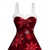 Mini Robe Chemise de Noël Flocon de Neige Panneau en Fausse Fourrure à Volants - Rouge XXXXXL | US 20