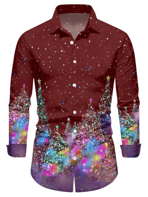 Chemise Décontractée Sapin de Noël Bandoulière Boutonnée