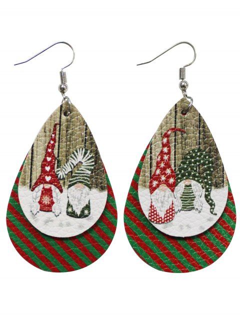 Boucles D'Oreilles Père Noël Goutte de Larme en Cuir