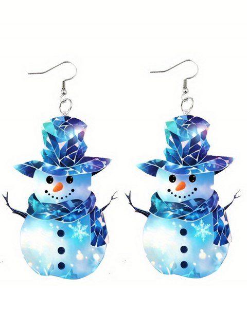 Boucles D'Oreilles de Noël Pendantes Bonhomme de Neige en Acrylique