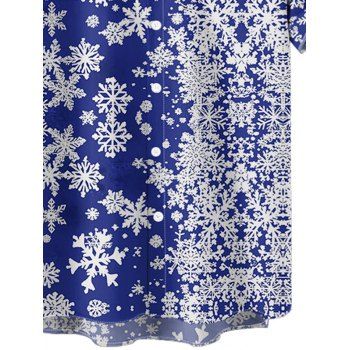 Christmas Snowflake Allover Print Short Sleeve Button Up Shirt